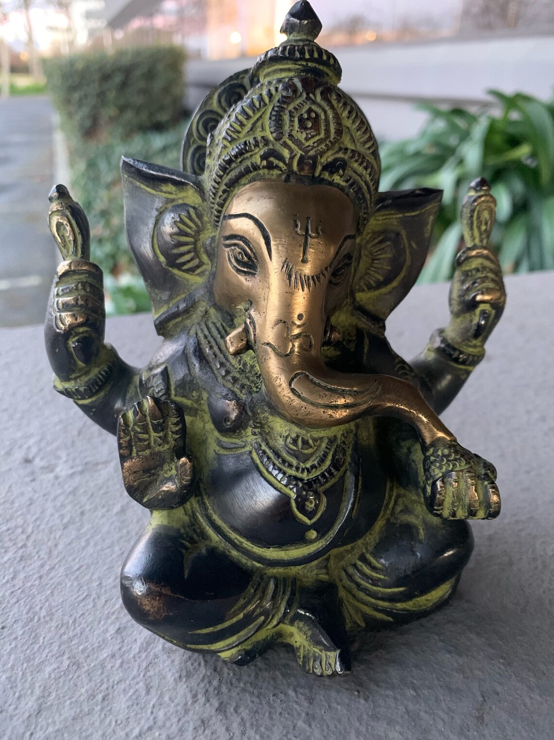 Antique Finish Brass Ganesha statue Black Green Lord Ganesha Etsy