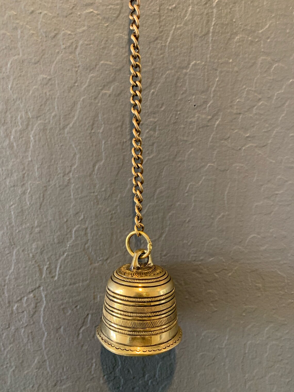 Ethnic Brass Temple Bell Hanging Bell With Chain Ornamental Etsy