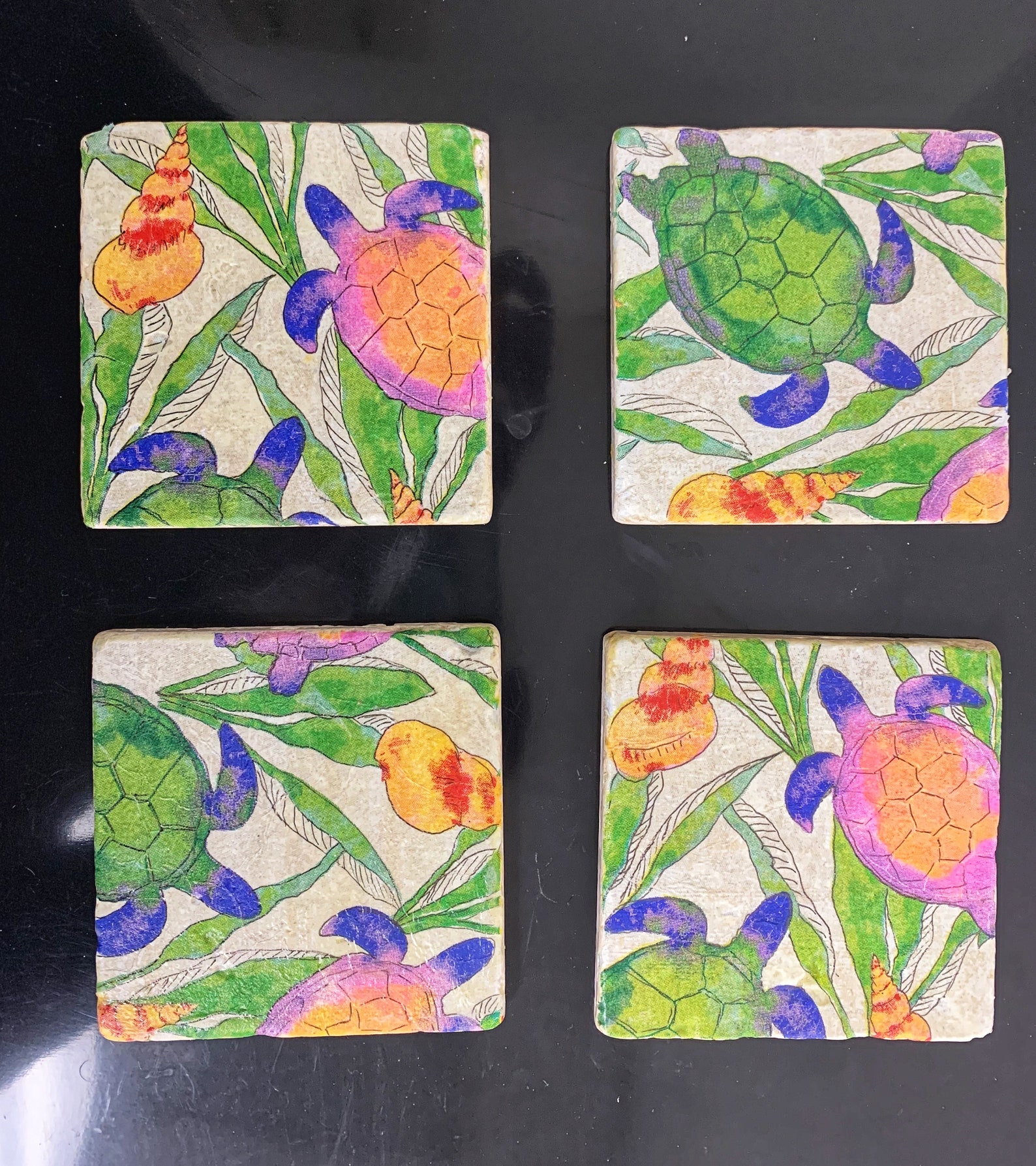 Hand Painted Stone Coasters Tumbled Stone Coaster Sets Etsy
