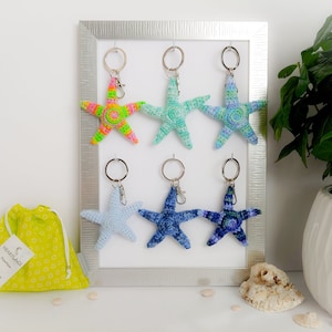 Gehäkelter Seestern Schlüsselanhänger: Baumwolle Amigurumi Charm