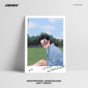 Impression d'art ATEEZ Boyfriend WOOYOUNG (fanart K-POP, art de fan numérique, carte postale, affiche)