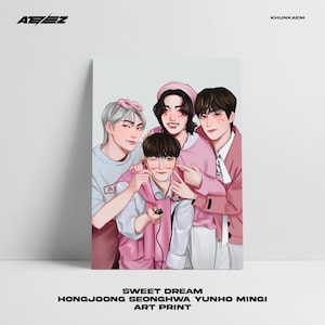 ATEEZ Hongjoong Seonghwa Yunho Mingi Sweet Dream Fan Art Print (K-POP Fanart, Fanart digitale)