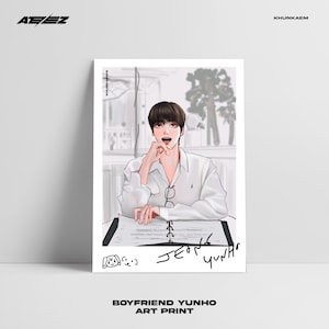 Impression d'art ATEEZ Boyfriend YUNHO (fanart K-POP, art de fan numérique, carte postale, affiche)