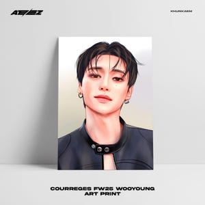 Impression d'art ATEEZ Wooyoung Courreges FW25 (fanart K-POP, art de fan numérique, affiche, carte postale)