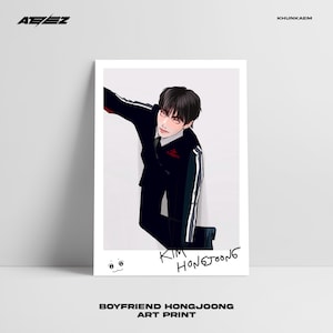 Impression d'art ATEEZ Boyfriend HONGJOONG (fanart K-POP, art de fan numérique, carte postale, affiche)