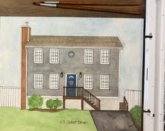 Custom Watercolor House Portrait | Hand Painted Home Portrait | Personalized House Painting | Realtor Closing Gift | Housewarming Gift