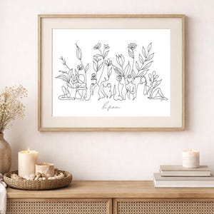 La Femme Line Art Print – Feminine Wall Art, Women Flowers (Digital Copy) image 2