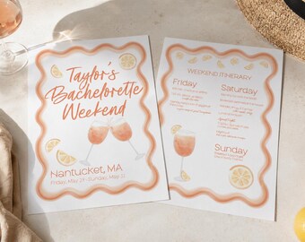 Custom Bachelorette Itinerary – Aperol Spritz, Personalized Weekend Schedule, Bridal Trip Details, Digital Download