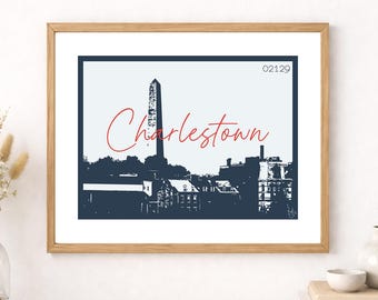 Charlestown, MA Print – Boston Cityscape Wall Art, Travel Decor