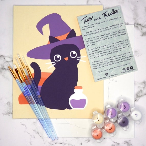 Witch Cat Paint by Number Kit | DIY Halloween Art