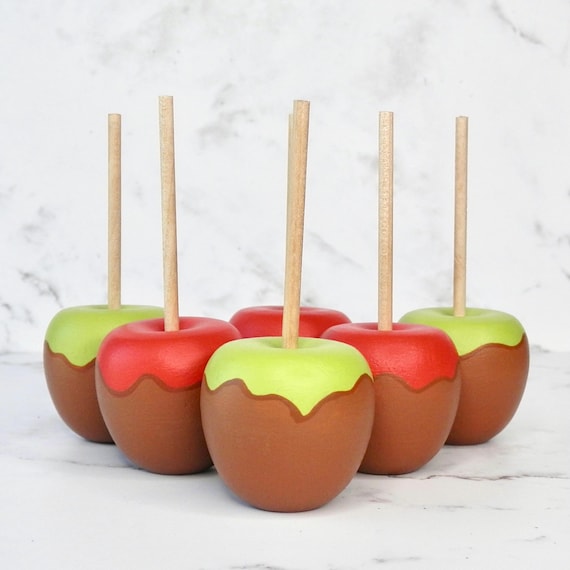 SMALL Wooden Caramel Apple, 1.25” | Autumn Sensory Play