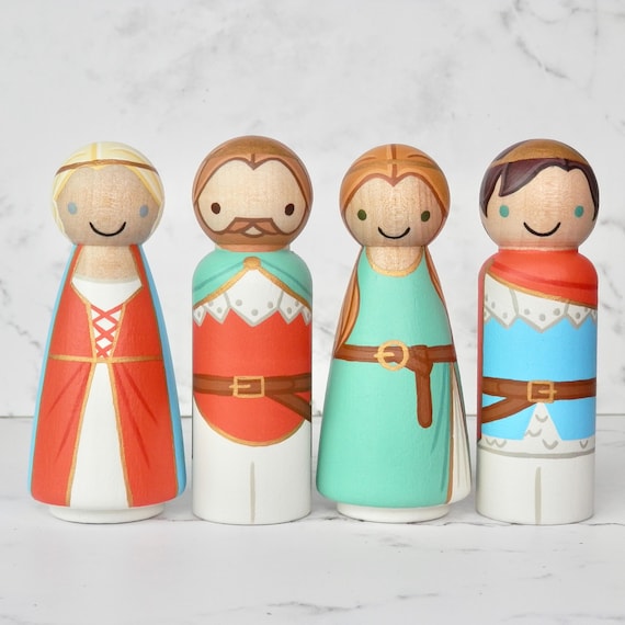 Princess and Knight Peg Doll Set | Handpainted Fairy Tale Toys