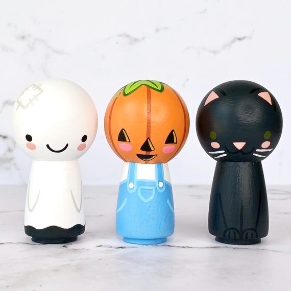 Halloween Buddies | Kokeshi Style Peg Doll | Spooky Friends