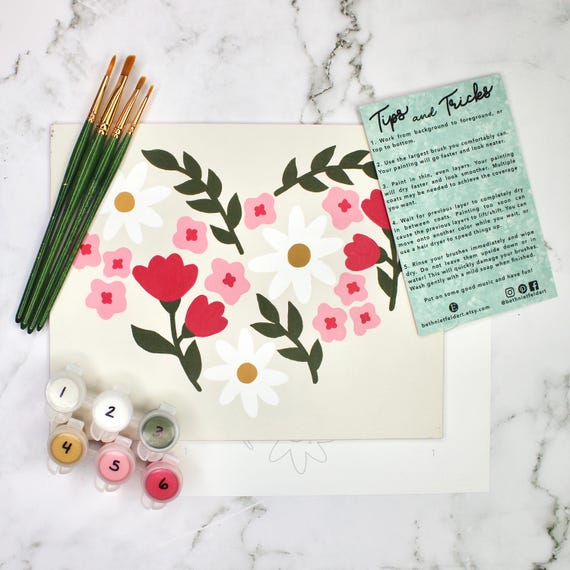 Floral Heart Paint by Number Kit | DIY Valentine’s Day Art