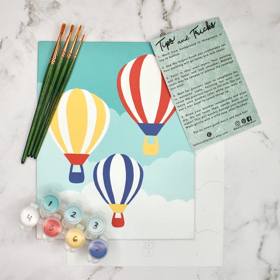 Hot Air Balloon Paint by Number Kit | DIY Nursery Art