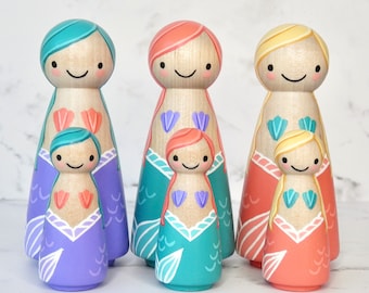 Mermaid Peg Doll | Hand painted Wooden Toy