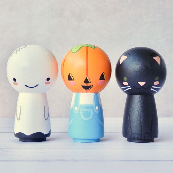 Halloween Buddies | Kokeshi Style Peg Doll | Spooky Friends