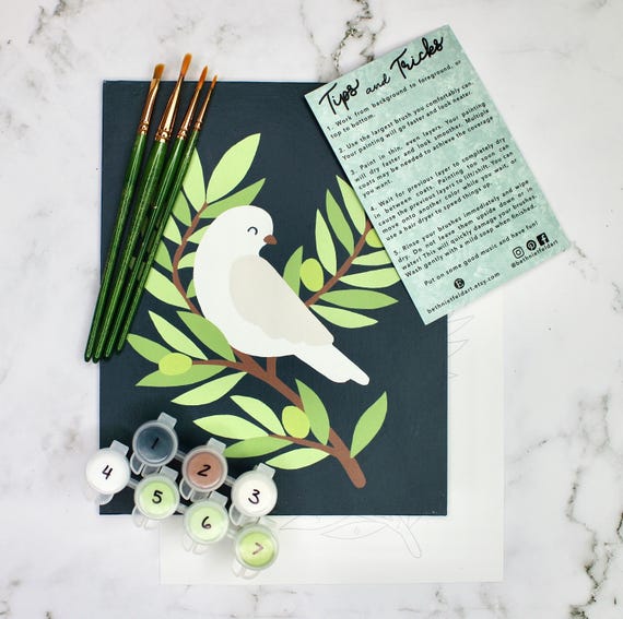 Dove with Olive Branch Paint by Number Kit | DIY Christian Art