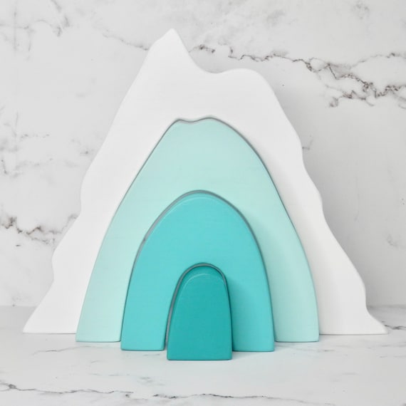 Wooden Snowy Mountain Stacker | Montessori Play