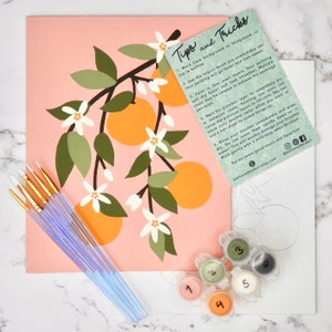 Orange Branch Paint by Number Kit | DIY Botanical Fruit Art