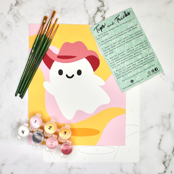 Western Ghost Paint by Number Kit | DIY Halloween Art
