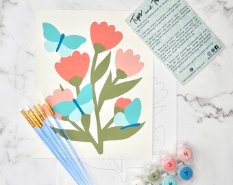 Botanical Butterfly Paint by Number Kit | DIY Floral Art