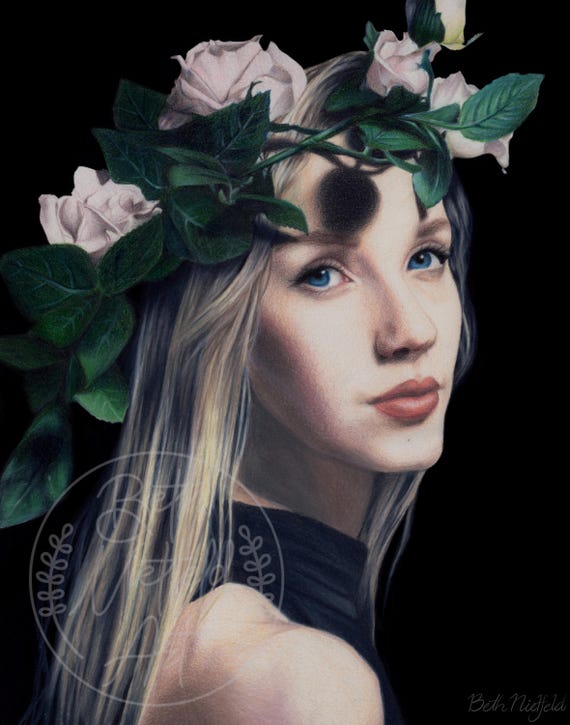 Audrey, Colored Pencil Drawing, Original