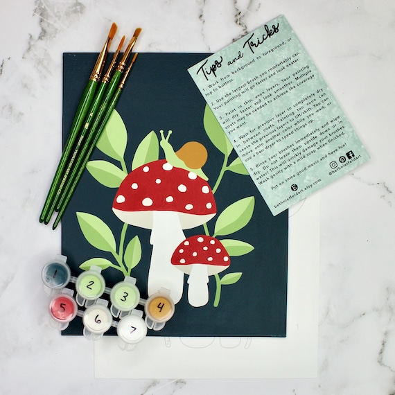 Mushroom Paint by Number Kit | DIY Cottage Core Art