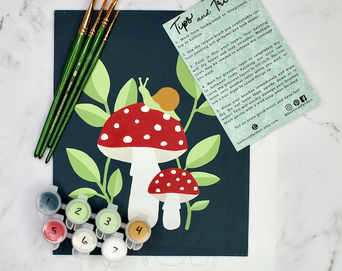 Mushroom Paint by Number Kit | DIY Cottage Core Art