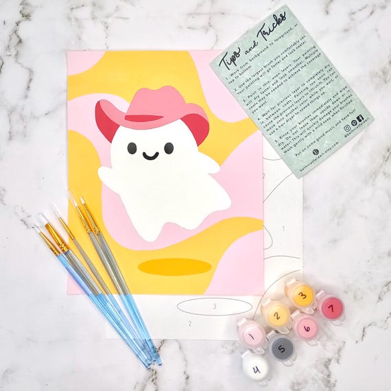 Western Ghost Paint by Number Kit | DIY Halloween Art