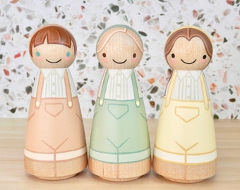 Gardener Peg Doll Girls | Spring Cottage Core