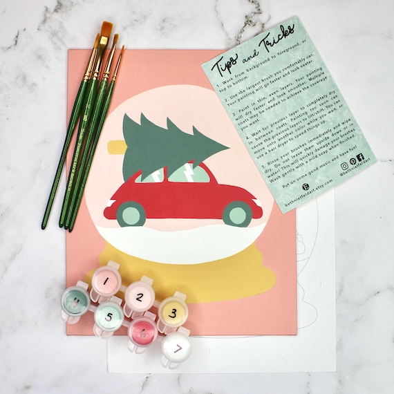 Vintage Snow Globe Paint by Number Kit | DIY Christmas Art