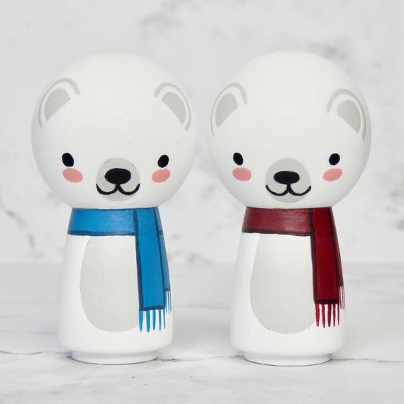 Polar Bear Buddy | Kokeshi Style Peg Doll