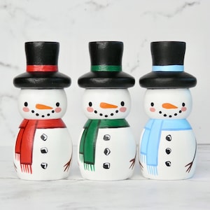 Snowman Peg Doll, 2.5” | Wooden Christmas Ornament