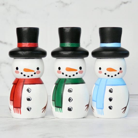 Snowman Peg Doll, 2.5” | Wooden Christmas Ornament