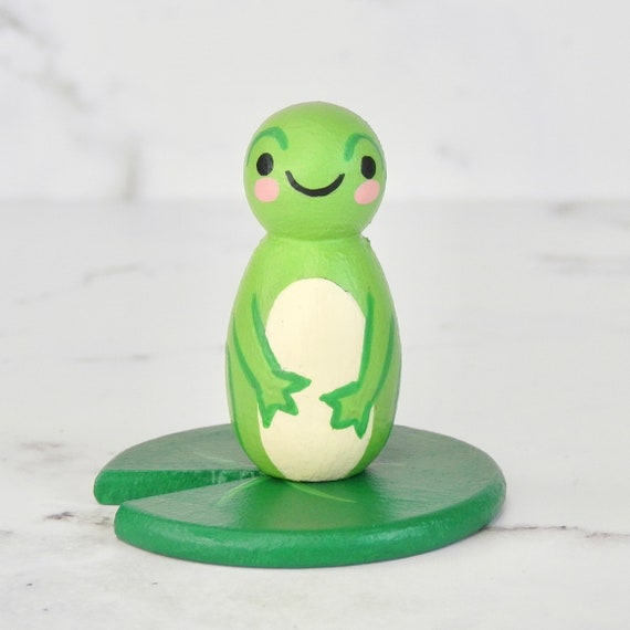 Tiny Frog on a Lily Pad | Wooden Peg Doll Animal