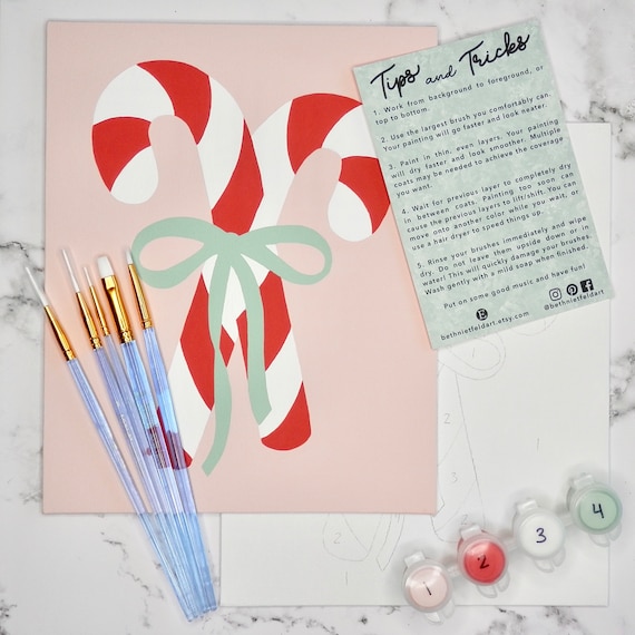 Candy Cane Paint by Number Kit | DIY Christmas Art