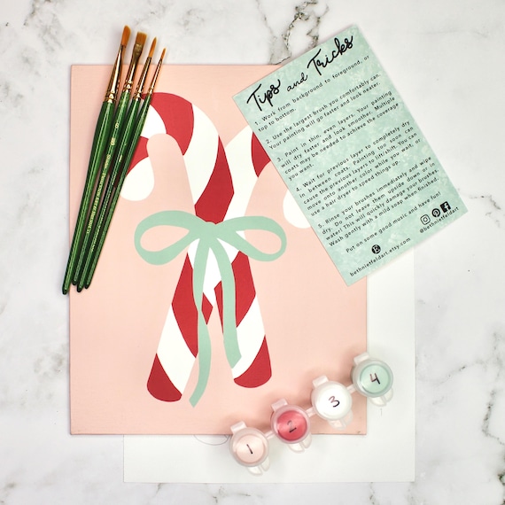 Candy Cane Paint by Number Kit | DIY Christmas Art