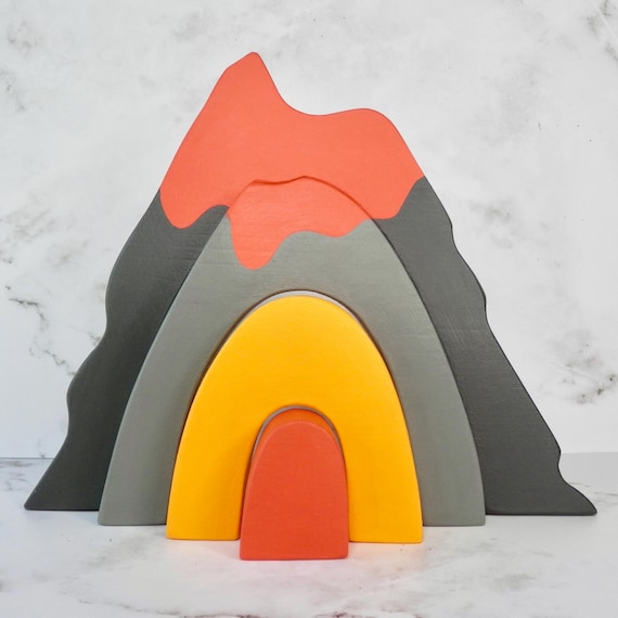 Wooden Volcano Mountain Stacker | Montessori Play