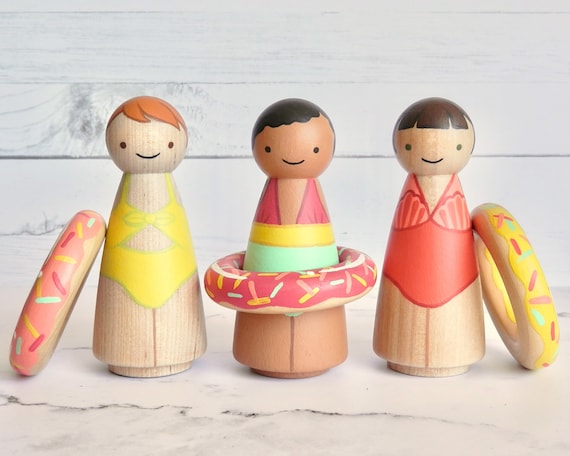 Swimsuit Peg Doll Girl With Floaty | Summer Fun