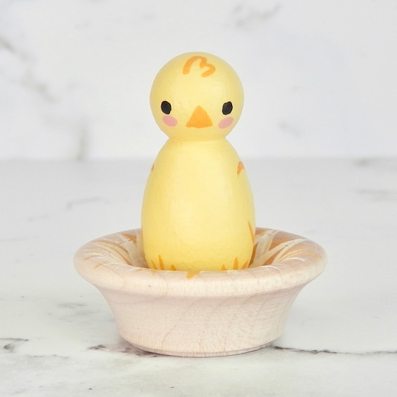 Tiny Baby Chick with Nest | Easter Peg Doll
