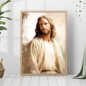 Jesus Christ Portrait Painting Poster God Peace Print Wall Art Gift Trendy Living Room Home Decor Framed Canvas Christian Nursery Decor