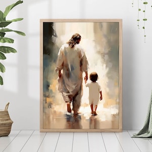 Jesus Christ Boy Child Kid Painting Print Christ&#39;s Embrace Wall Art Gift Trendy Living Room Home Decor Framed Canvas Christian Nursery Decor