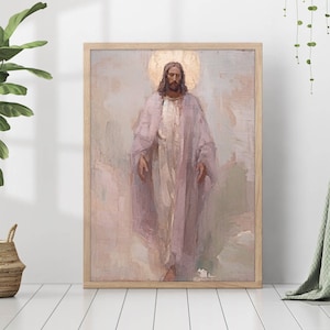 Jesus Christ Portrait Holy Painting Poster God Peace Print Wall Art Gift Trendy Living Room Home Decor Framed Canvas Christian Nursery Decor