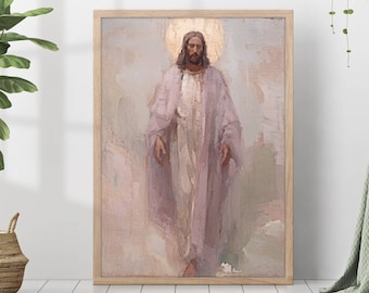 Ritratto di Gesù Cristo Dipinto sacro Poster Dio Pace Stampa Wall Art Gift Trendy Living Room Home Decor Tela incorniciata Christian Nursery Decor