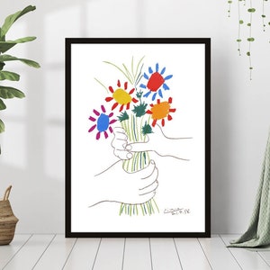 Pablo Picasso Buquê de Paz Impressão em Tela Moldura de Pôster Pintura Digital Famosa Arte de Parede Impressões Decoração de Quarto Litografia Pôster Vintage