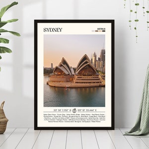 Sydney Opera House Travel Poster Gift Coastal Eclectic Vibrant Australia Photo Print Trendy Living Room Retro Wall Art Decor Framed Canvas