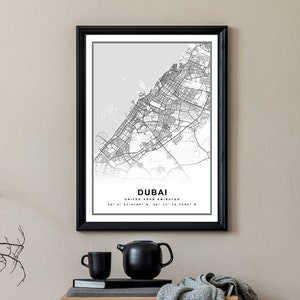 Dubai Kartendruck gerahmte Leinwand Wandkunst Poster Vereinigte Arabische Vereinigten Arabischen Vereinigten Arabischen Arabische Vereinigten Arabischen Arabische Vereinigten Arabische Arabische Vereinigten Arabische Arabische Arabischeanien Karte Kartendrucke mit Rahmen Weltkarte Kunstplakat Stadtstraße Straßenkarte