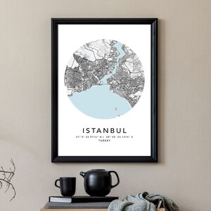 Istanbul Karte Druck Gerahmte Leinwand Wand Kunst Poster Türkei Karte Drucke mit Rahmen Weltkarte Kunst Poster Stadt Straße Straßenkarte