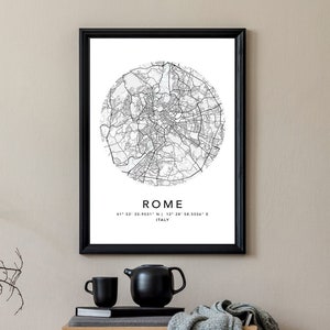 Rom Karte Druck Gerahmte Leinwand Wand Kunst Poster Italien Karte Drucke mit Rahmen Weltkarte Kunst Poster Stadt Straße Straßenkarte